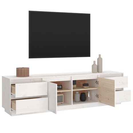 Tv-meubel 176x37x47,5 cm massief grenenhout wit 5