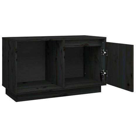 Tv-meubel 74x35x44 cm massief grenenhout zwart 4