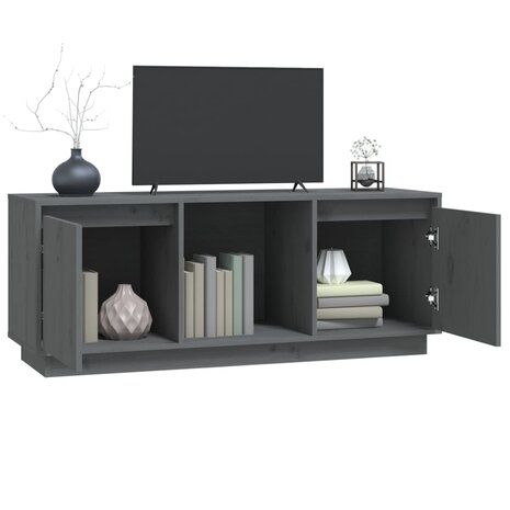 Tv-meubel 110,5x35x44 cm massief grenenhout grijs 4