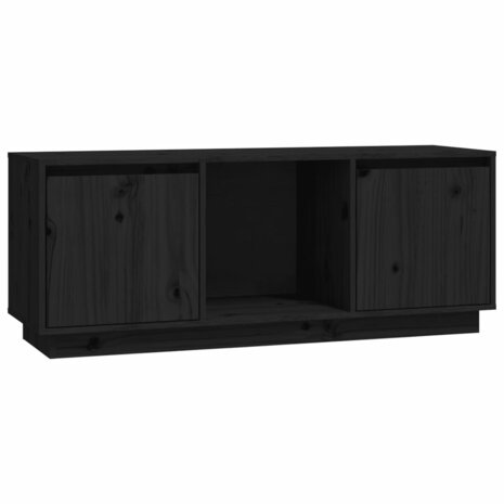 Tv-meubel 110,5x35x44 cm massief grenenhout zwart 2