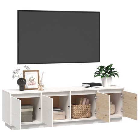 Tv-meubel 156x37x45 cm massief grenenhout wit 5