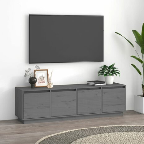 Tv-meubel 156x37x45 cm massief grenenhout grijs 1