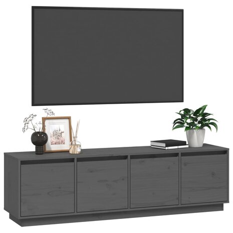 Tv-meubel 156x37x45 cm massief grenenhout grijs 4