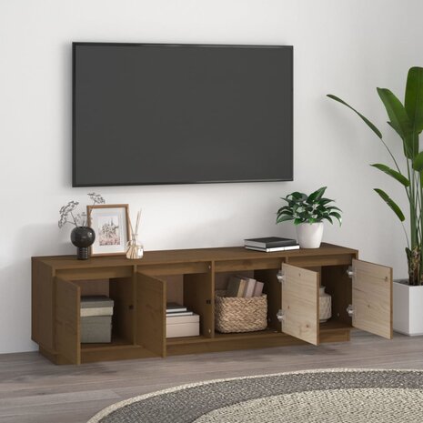 Tv-meubel 156x37x45 cm massief grenenhout honingbruin 3