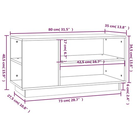 Tv-meubel 80x35x40,5 cm massief grenenhout honingbruin 9