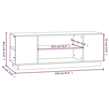 Tv-meubel 110x35x40,5 cm massief grenenhout 8