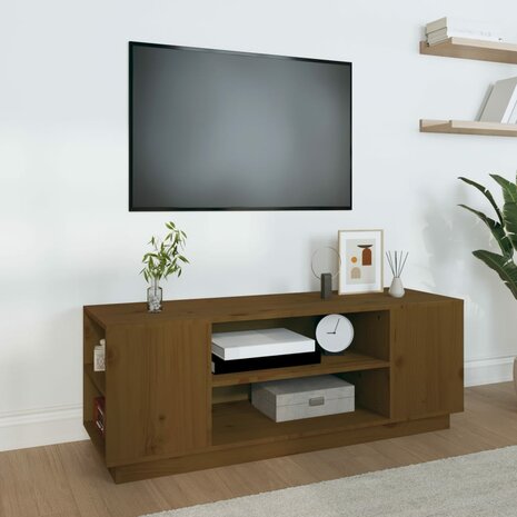 Tv-meubel 110x35x40,5 cm massief grenenhout honingbruin 1