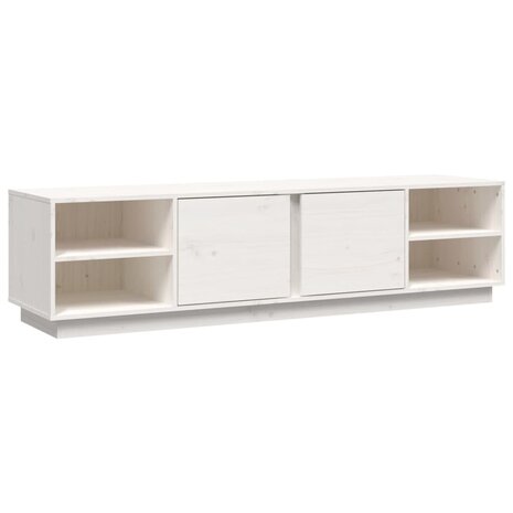 Tv-meubel 156x40x40 cm massief grenenhout wit 2