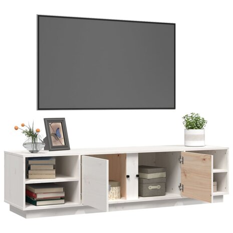 Tv-meubel 156x40x40 cm massief grenenhout wit 5