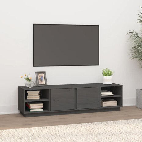 Tv-meubel 156x40x40 cm massief grenenhout grijs 1