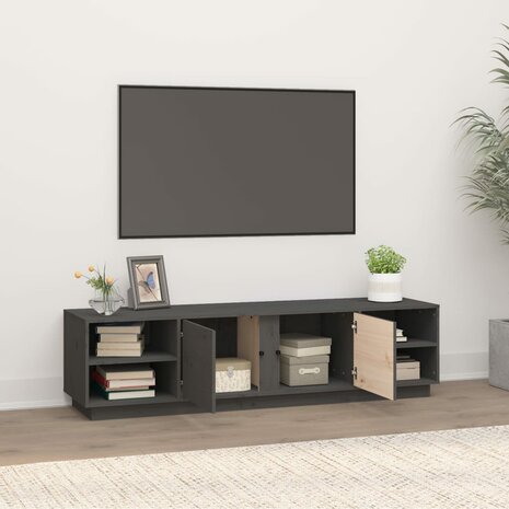 Tv-meubel 156x40x40 cm massief grenenhout grijs 3