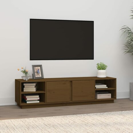 Tv-meubel 156x40x40 cm massief grenenhout honingbruin 1