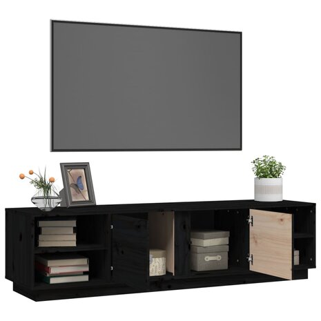 Tv-meubel 156x40x40 cm massief grenenhout zwart 5