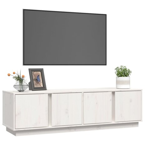 Tv-meubel 140x40x40 cm massief grenenhout wit 4