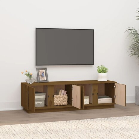 Tv-meubel 140x40x40 cm massief grenenhout honingbruin 3