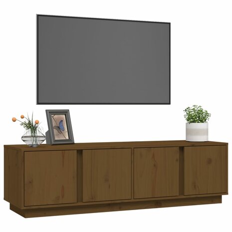 Tv-meubel 140x40x40 cm massief grenenhout honingbruin 4