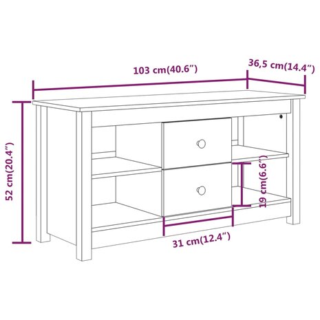 Tv-meubel 103x36,5x52 cm massief grenenhout 10