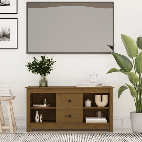 Tv-meubel 103x36,5x52 cm massief grenenhout honingbruin 1