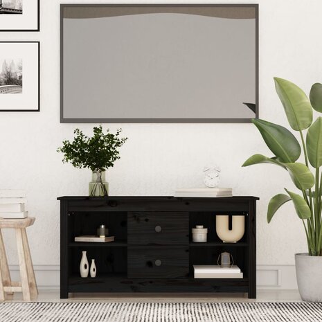 Tv-meubel 103x36,5x52 cm massief grenenhout zwart 1