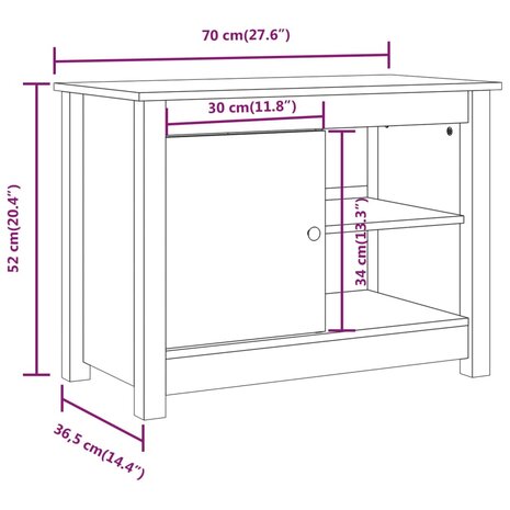 Tv-meubel 70x36,5x52 cm massief grenenhout grijs 10