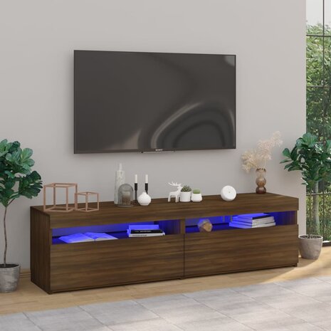 Tv-meubelen met LED-verlichting 2 st 75x35x40 cm bruineiken 1