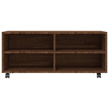 Tv-meubel met wieltjes 90x35x35 cm bewerkt hout bruin eikenkleur 4