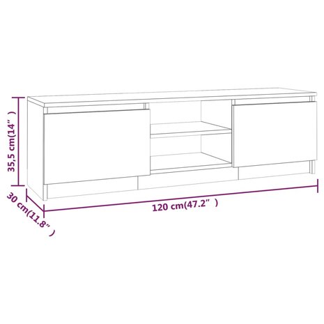 Tv-meubel 120x30x35,5 cm bewerkt hout gerookt eikenkleurig 7