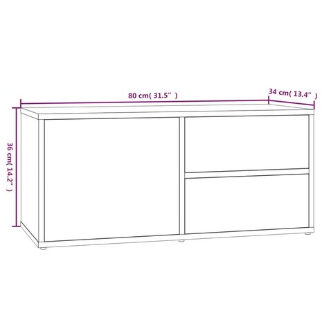 Tv-meubel 80x34x36 cm bewerkt hout gerookt eikenkleurig 11