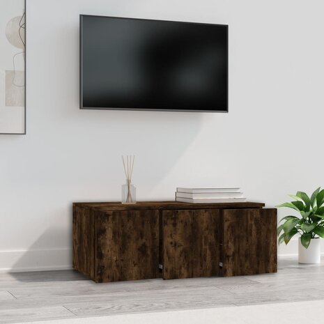 Tv-meubel 80x34x30 cm bewerkt hout gerookt eikenkleurig 4