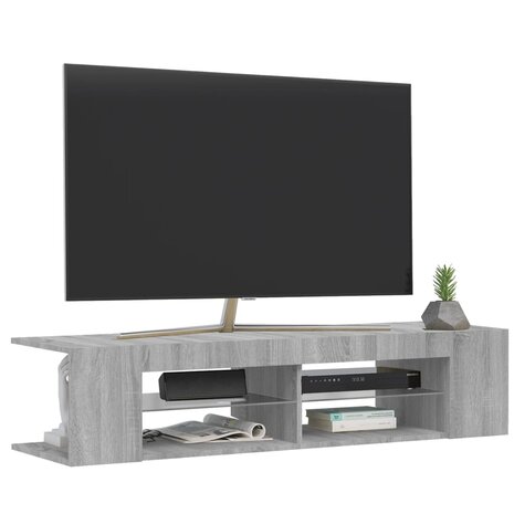 Tv-meubel met LED-verlichting 135x39x30 cm grijs sonoma eiken 6