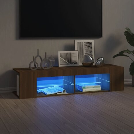 Tv-meubel met LED-verlichting 135x39x30 cm bruin eikenkleur 1