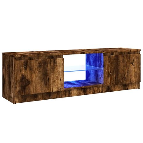 Tv-meubel met LED-verlichting 120x30x35,5 cm gerookt eikenkleur 2