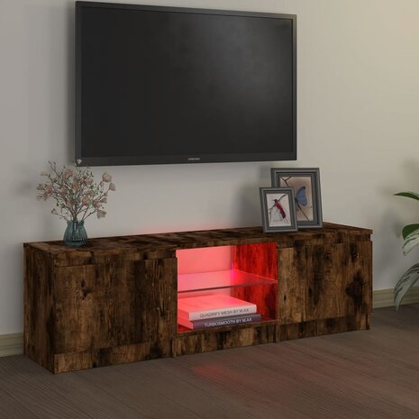 Tv-meubel met LED-verlichting 120x30x35,5 cm gerookt eikenkleur 3