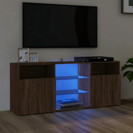 Tv-meubel met LED-verlichting 120x30x50 cm bruin eikenkleur 1