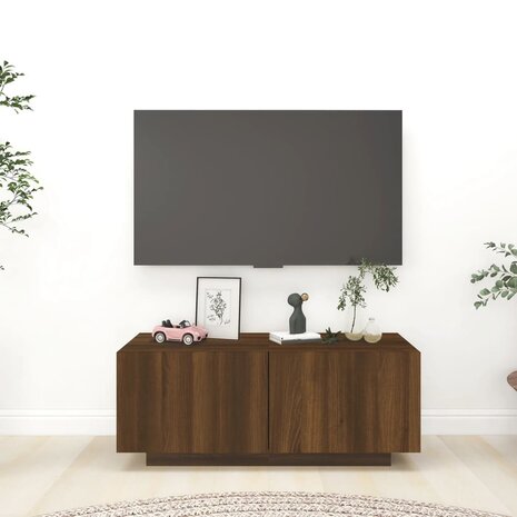 Tv-meubel 100x35x40 cm bewerkt hout bruin eikenkleur 1