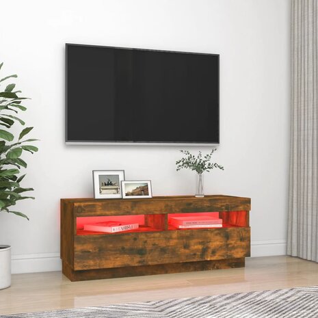 Tv-meubel met LED-verlichting 100x35x40 cm gerookt eikenkleurig 3