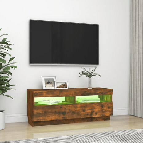 Tv-meubel met LED-verlichting 100x35x40 cm gerookt eikenkleurig 4