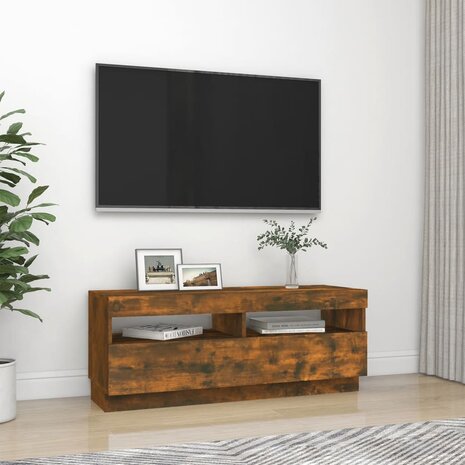 Tv-meubel met LED-verlichting 100x35x40 cm gerookt eikenkleurig 6