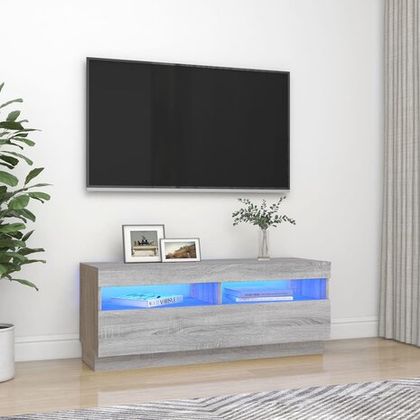 Tv-meubel met LED-verlichting 100x35x40 cm grijs sonoma eiken 1