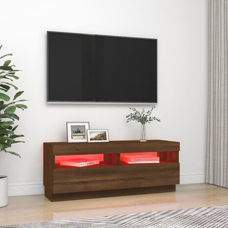 Tv-meubel met LED-verlichting 100x35x40 cm bruin eikenkleur 3