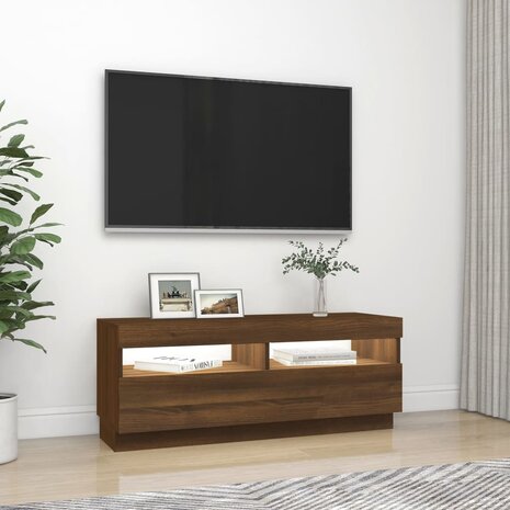 Tv-meubel met LED-verlichting 100x35x40 cm bruin eikenkleur 5