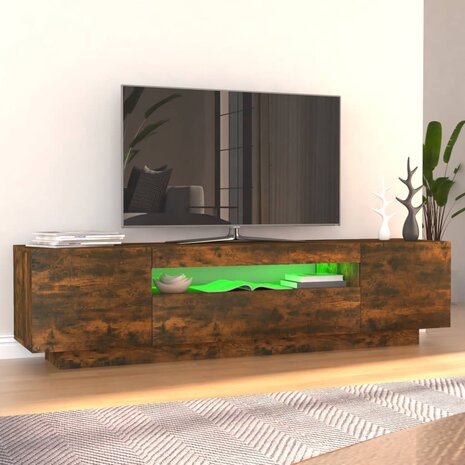 Tv-meubel met LED-verlichting 160x35x40 cm gerookt eikenkleurig 3