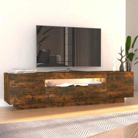 Tv-meubel met LED-verlichting 160x35x40 cm gerookt eikenkleurig 5