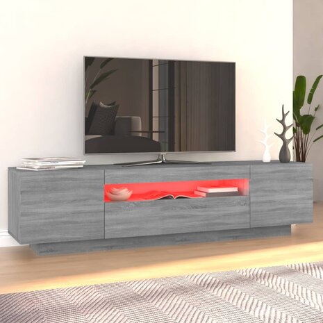 Tv-meubel met LED-verlichting 160x35x40 cm grijs sonoma eiken 4