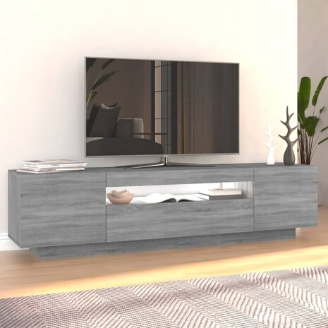 Tv-meubel met LED-verlichting 160x35x40 cm grijs sonoma eiken 5