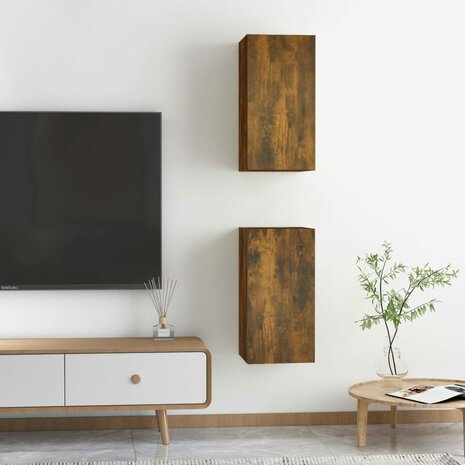 Tv-meubelen 2 st 30,5x30x60 cm bewerkt hout gerookt eikenkleur 8