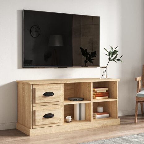 Tv-meubel 102x35,5x47,5 cm bewerkt hout sonoma eikenkleurig 1