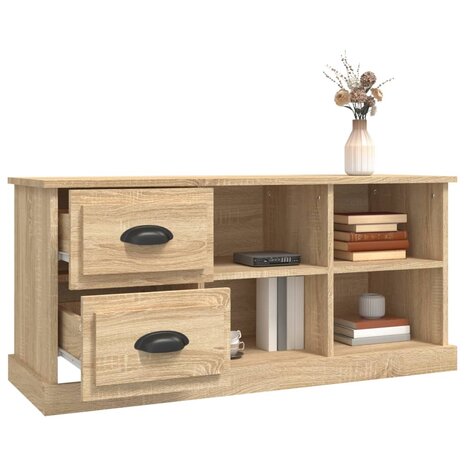 Tv-meubel 102x35,5x47,5 cm bewerkt hout sonoma eikenkleurig 5