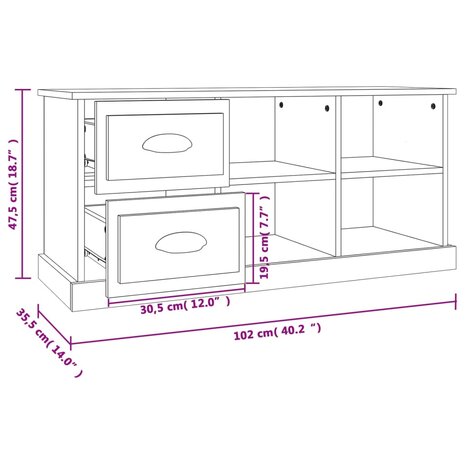 Tv-meubel 102x35,5x47,5 cm bewerkt hout sonoma eikenkleurig 11