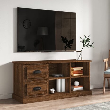 Tv-meubel 102x35,5x47,5 cm bewerkt hout bruin eikenkleur 1